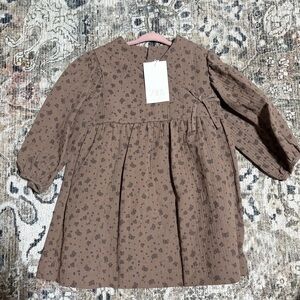 Brown Floral Long Sleeve Dress